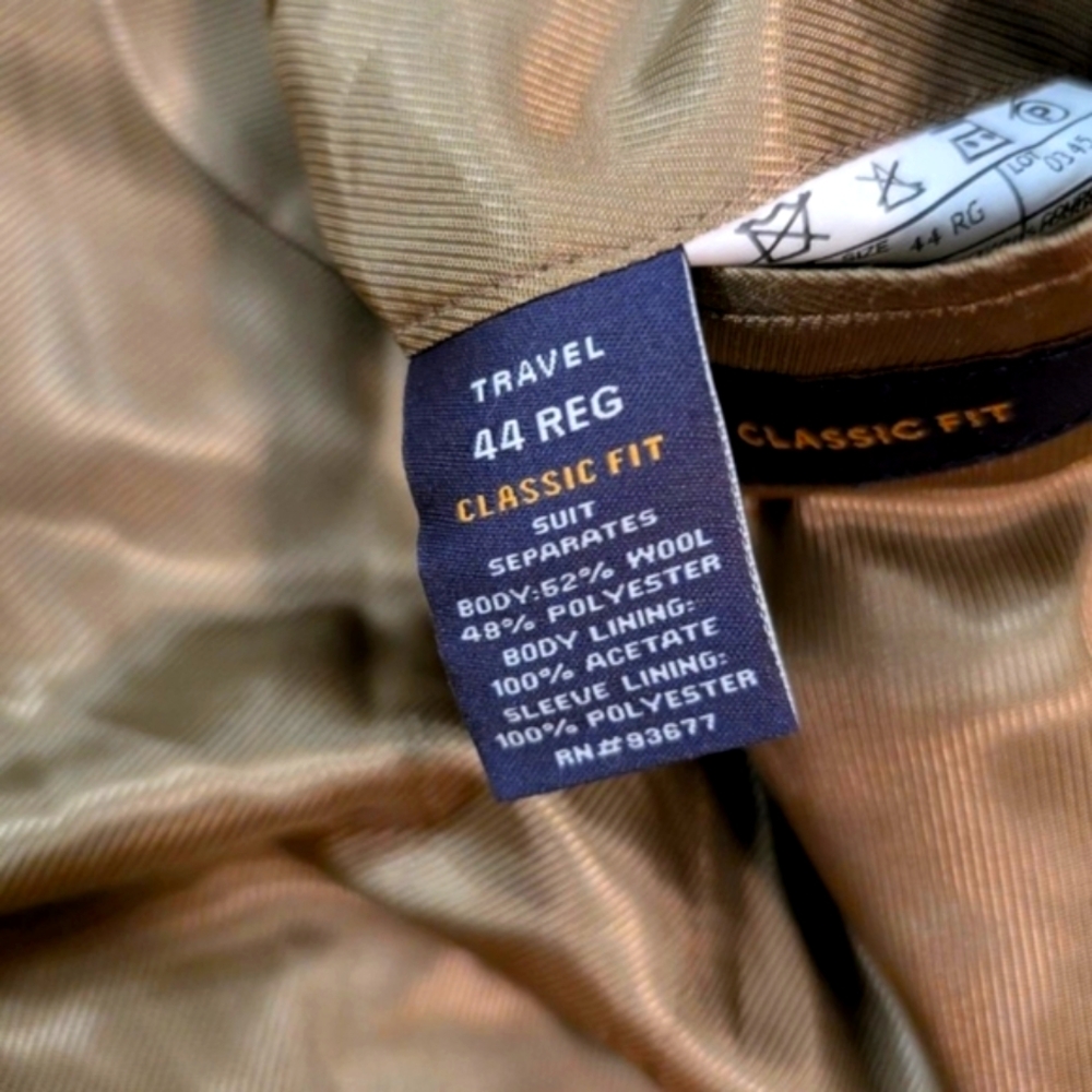 Men's Stafford Classic Fit Brown Travel Suit 44R - Picture 5 of 7
